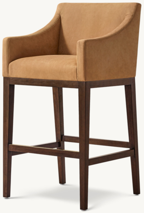 Three Quarter view of Morgan Slope Arm Leather Bar & Counter Stool 