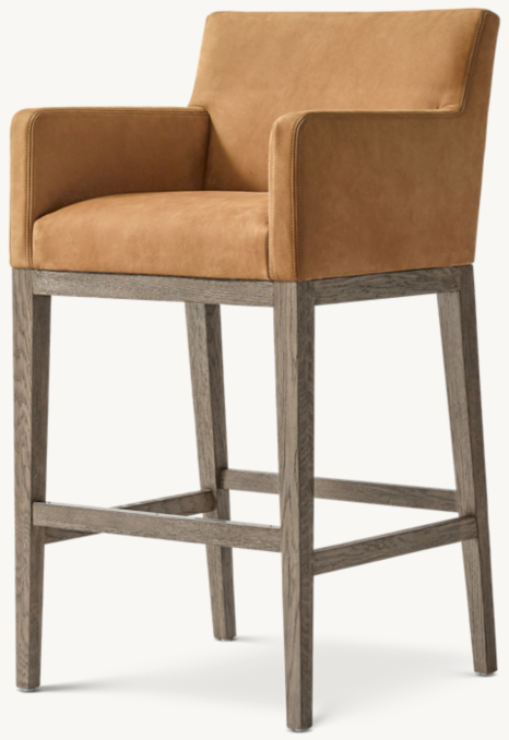 Track Arm Leather Bar & Counter Stool