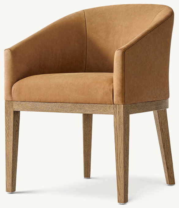 Morgan Barrelback Slope Arm Leather Dining Armchair RH