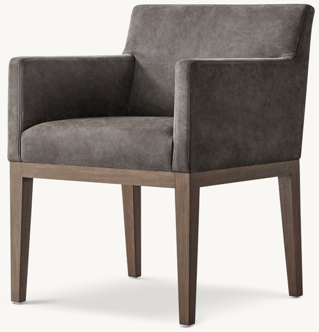 Morgan Track Arm Leather Dining Armchair RH