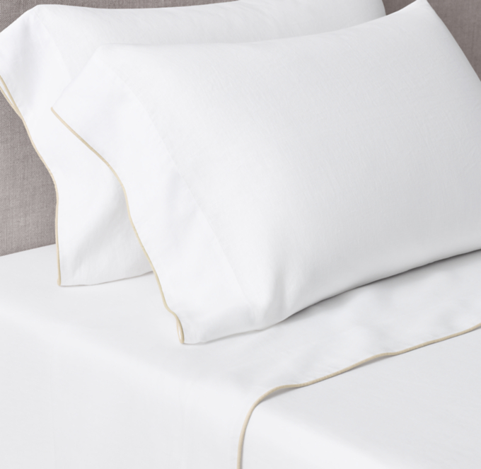 Italian Heritage Washed Piped Linen Sheet Set