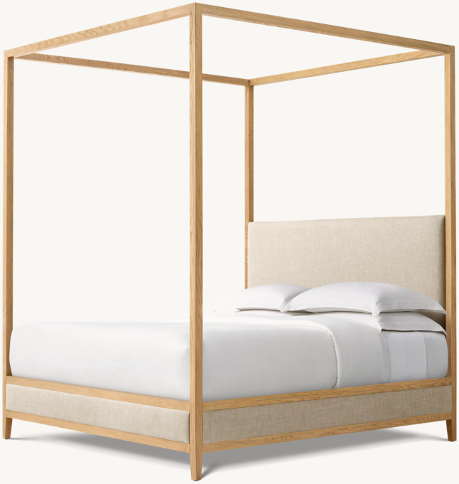 French Contemporary Fabric Panel Canopy Bed