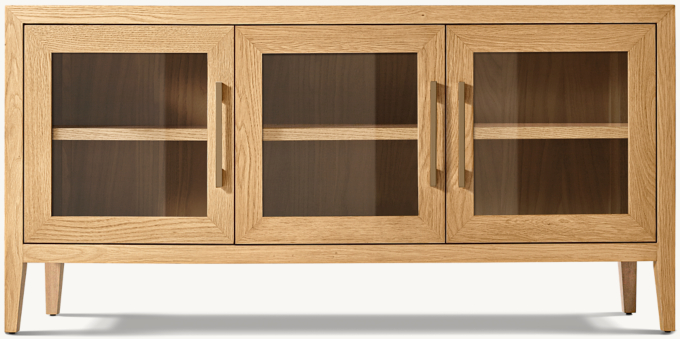 French Contemporary Glass Triple-Door Media Console
