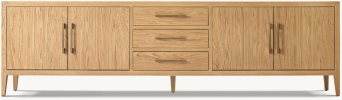 Mueble de televisión de cuatro puertas con cajones French Contemporary
