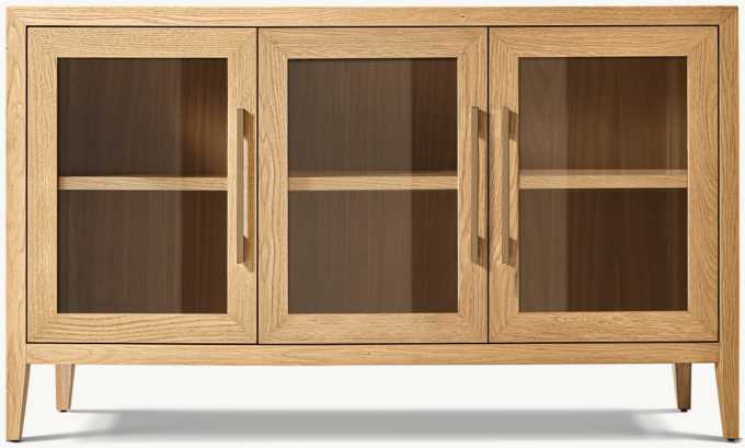 French Contemporary Glass Triple-Door Sideboard