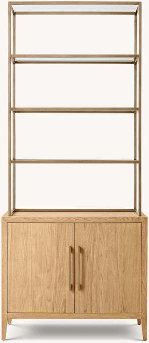 French Contemporary Double-Door Open Sideboard & Hutch