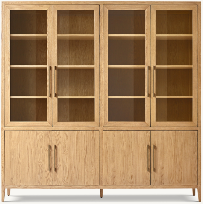 French CONTEMPORARY GLASS 4-DOOR SIDEBOARD & HUTCH