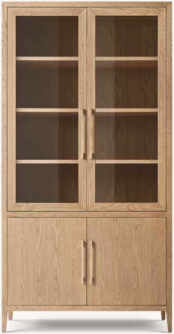 French Contemporary Glass Double-Door Sideboard & Hutch