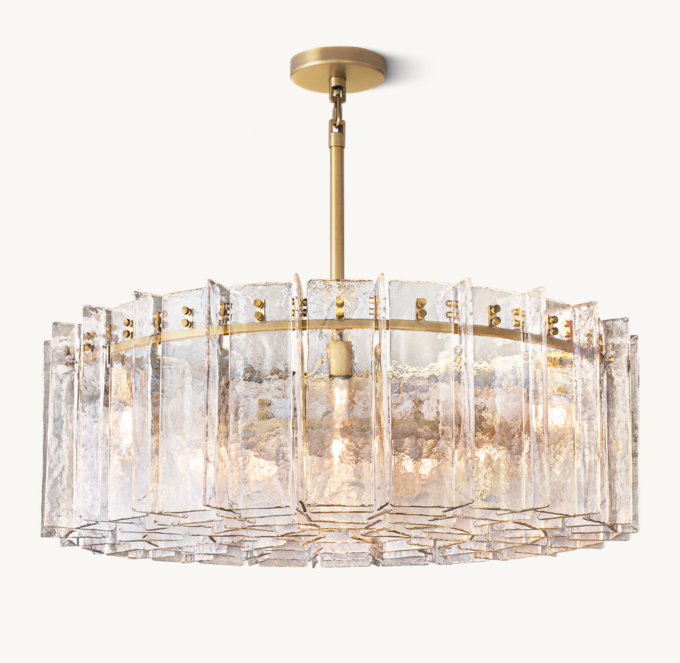 Lattice Clear Glass Round Chandelier 48\"
