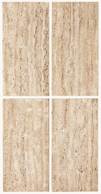 Inherent variations in natural travertine color, texture and veining, as well as variance resulting from the hand finishing process, are to be expected and celebrated. No two items will be exactly alike.