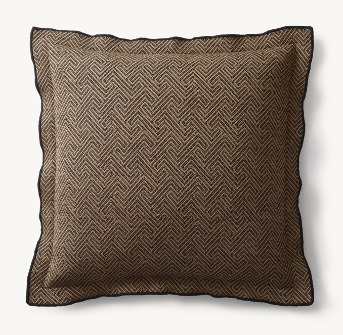 Overhead view of Italian Bergamo Labyrinth Flange Pillow Cover - Square 