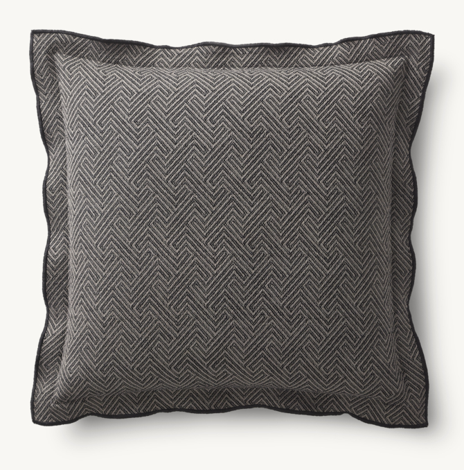 Overhead view of Italian Bergamo Labyrinth Flange Pillow Cover - Square 