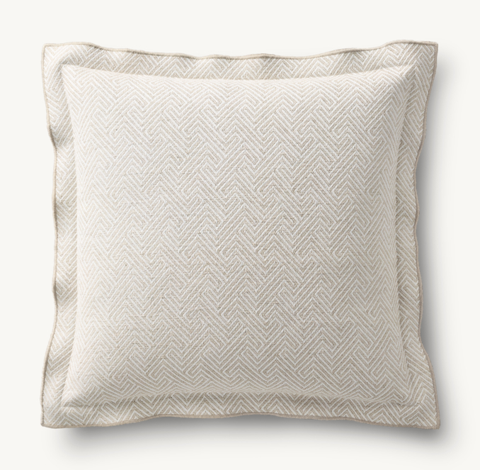 Overhead view of Italian Bergamo Labyrinth Flange Pillow Cover - Square 