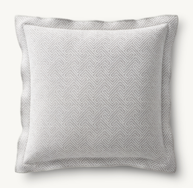 Overhead view of Italian Bergamo Labyrinth Flange Pillow Cover - Square 