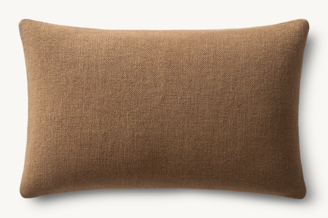Overhead view of Italian Bergamo Basket Weave Knife-Edge Pillow Cover - Lumbar 
