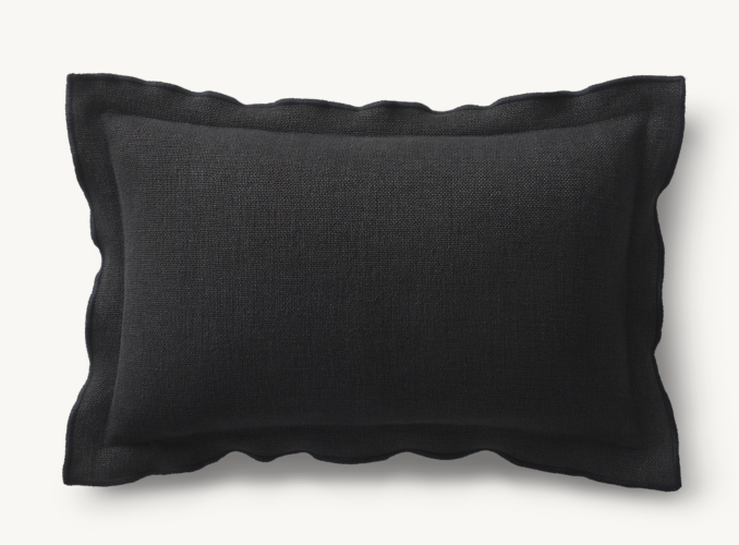 Overhead view of Italian Bergamo Basket Weave Flange Pillow Cover - Lumbar 