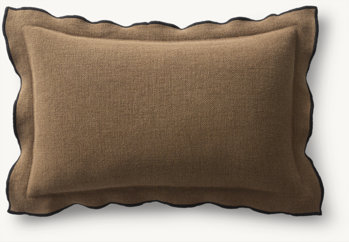 Overhead view of Italian Bergamo Basket Weave Flange Pillow Cover - Lumbar 