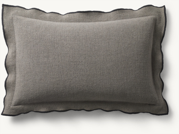 Overhead view of Italian Bergamo Basket Weave Flange Pillow Cover - Lumbar 