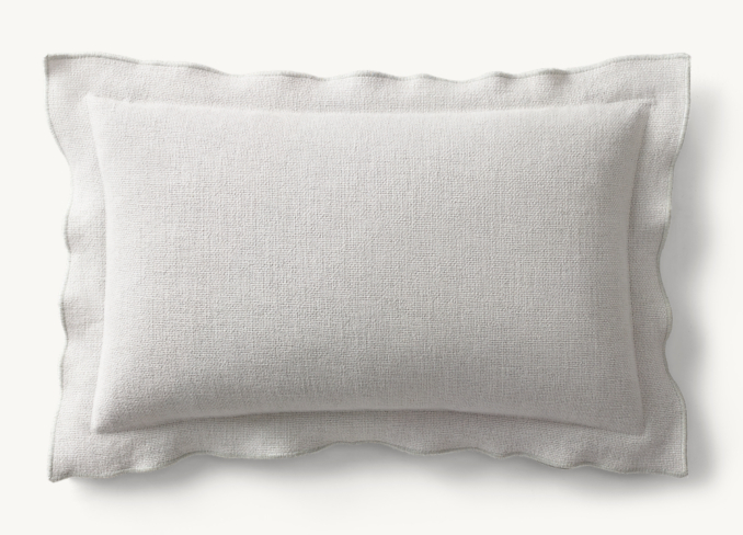Overhead view of Italian Bergamo Basket Weave Flange Pillow Cover - Lumbar 