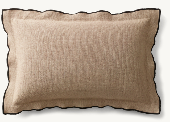 Overhead view of Italian Bergamo Basket Weave Flange Pillow Cover - Lumbar