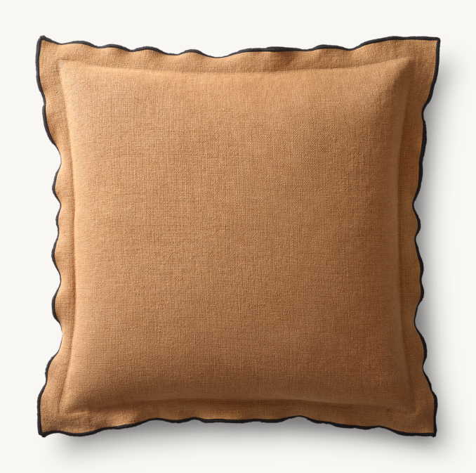 Overhead view of Italian Bergamo Basket Weave Flange Pillow Cover - Square 