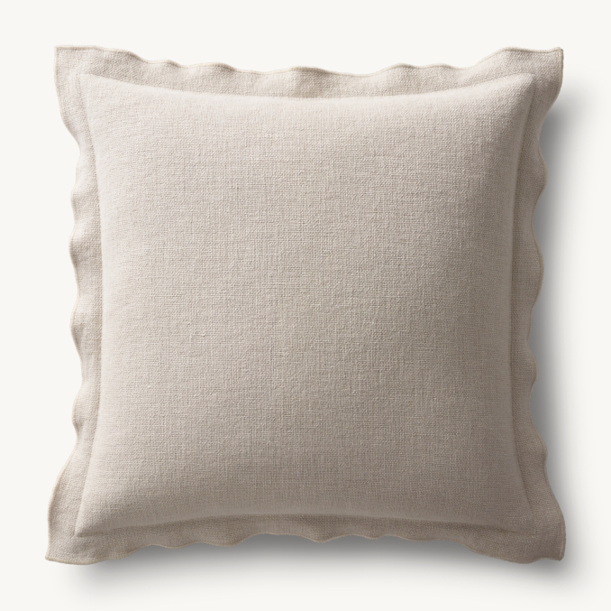 Overhead view of Italian Bergamo Basket Weave Flange Pillow Cover - Square 