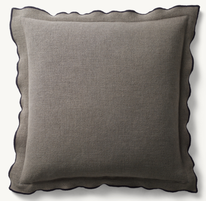 Overhead view of Italian Bergamo Basket Weave Flange Pillow Cover - Square 