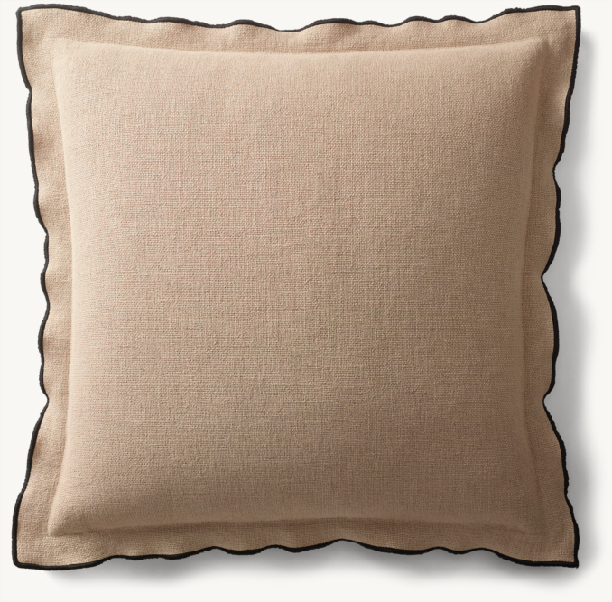 Overhead view of Italian Bergamo Basket Weave Flange Pillow Cover - Square 