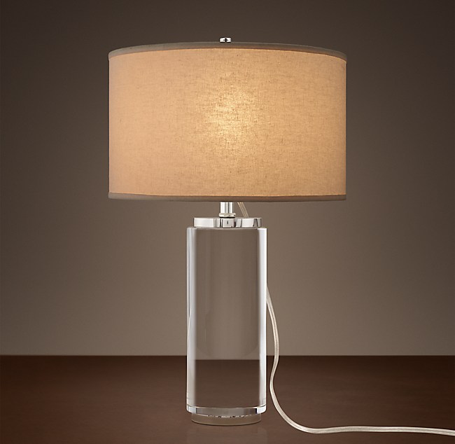 Cylindrical Column Crystal Accent Lamp, Rh Square Column Table Lamp