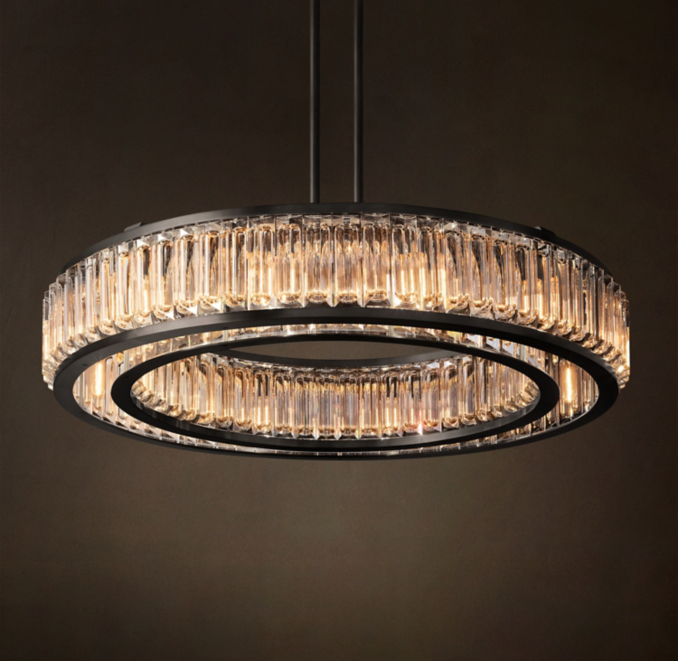 48" chandelier shown in Bronze.