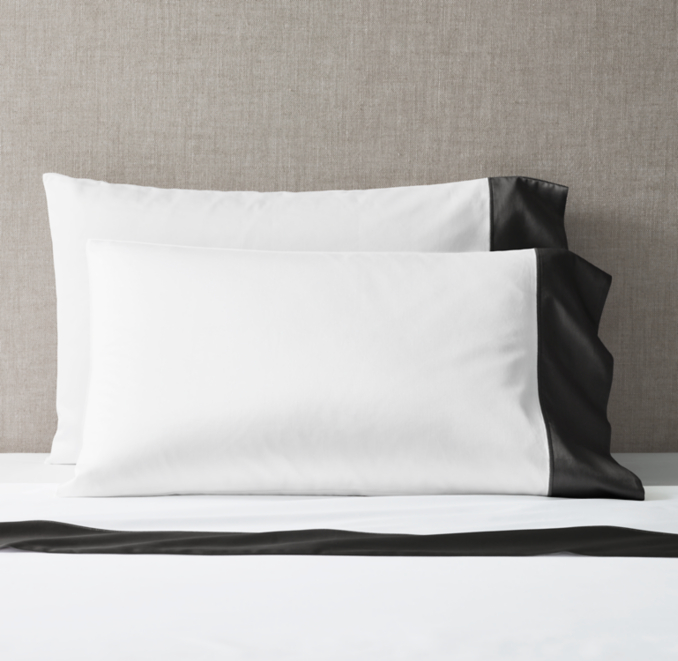 Italian 1000-Thread-Count Sateen Grand Border Pillowcases (Set of 2)