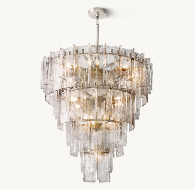 Lattice Clear Glass Tiered Round Chandelier 47\"