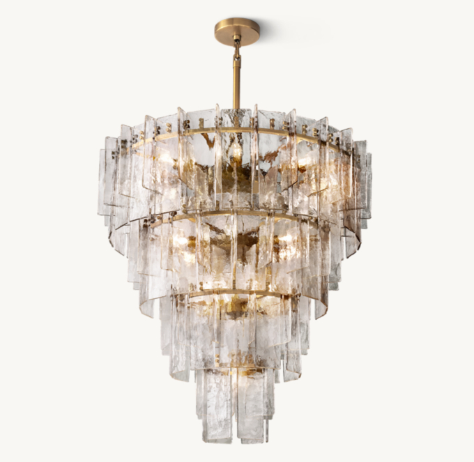 Lattice Clear Glass Tiered Round Chandelier 47\"