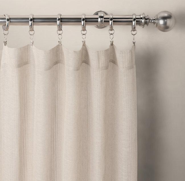Pinstripe Sheer Belgian Linen Drapery Rod Pocket Chocolate