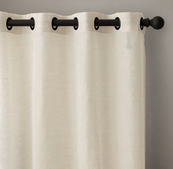 Belgian Sheer Linen Drapery - Grommet - Charcoal 