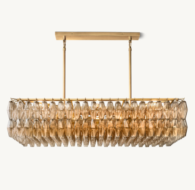 Chiara Smoke Glass Rectangular Chandelier 54\"