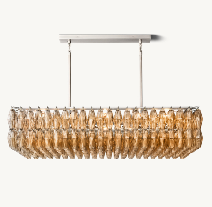 Chiara Smoke Glass Rectangular Chandelier 54\"