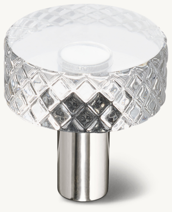 Front view of Lambeth Knurled Crystal Knob 