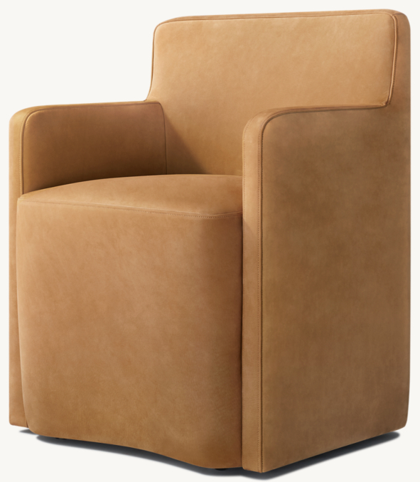 Aurelie Barrelback Leather Dining Side Chair | RH