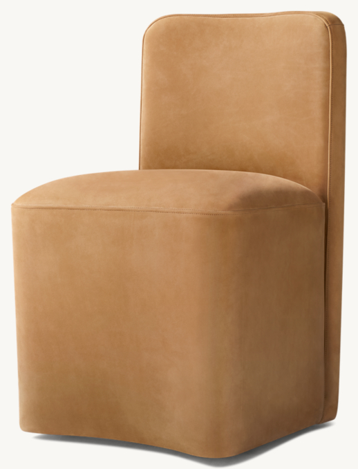 Aurelie Barrelback Leather Dining Side Chair | RH