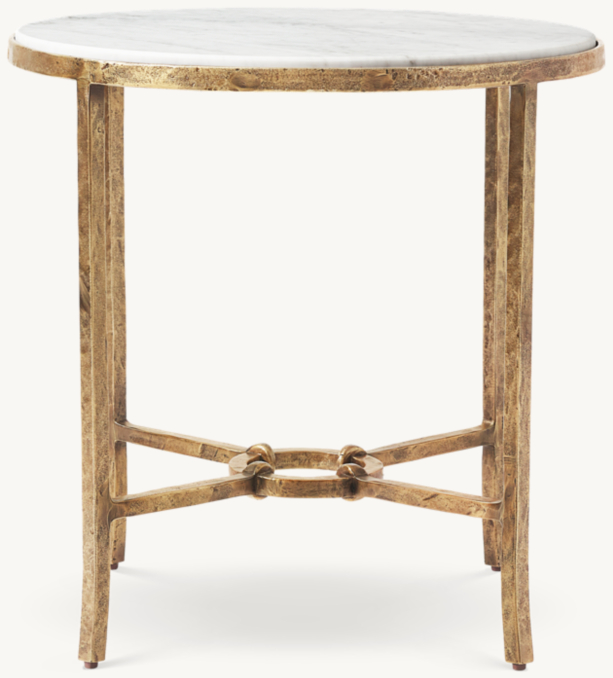 Side table shown in Sandblasted Italian Carrara Marble/Cast Brass.