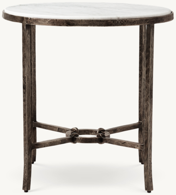 Side table shown in Sandblasted Italian Carrara Marble/Cast Bronze.