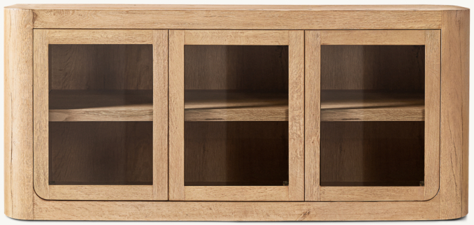 Front view of Oslo Glass Triple-Door Media Console 