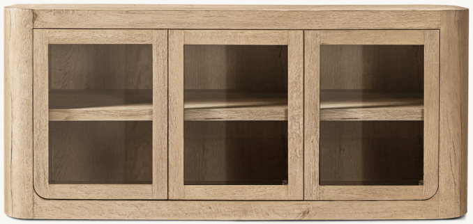 Front view of Oslo Glass Triple-Door Media Console 