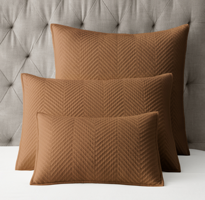Front view of Washed Herringbone Sateen Sham 
