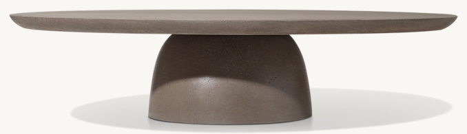 Front view of Ellisse Concrete Oval Coffee Table  