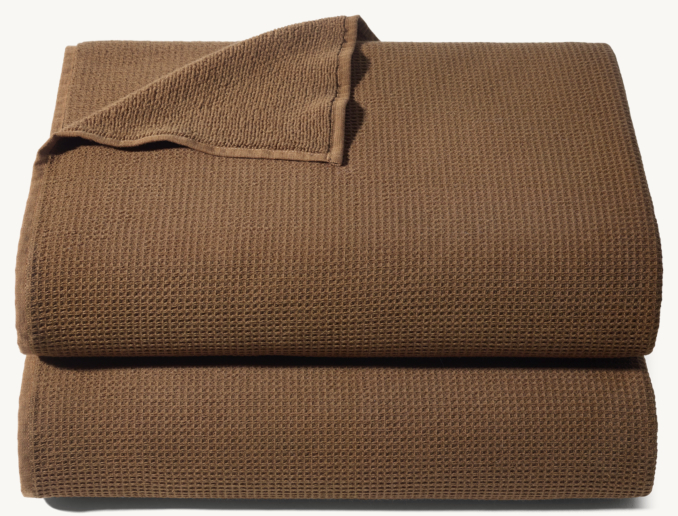 Front Stacked view of 500-Gram Waffle & Terry Solid Beach Towel 