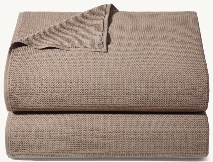 Front Stacked view of 500-Gram Waffle & Terry Solid Beach Towel 