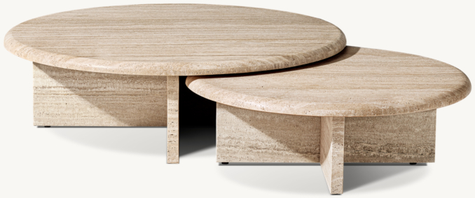Ravenna Italian Travertine Nesting Table | RH Rumania tile top