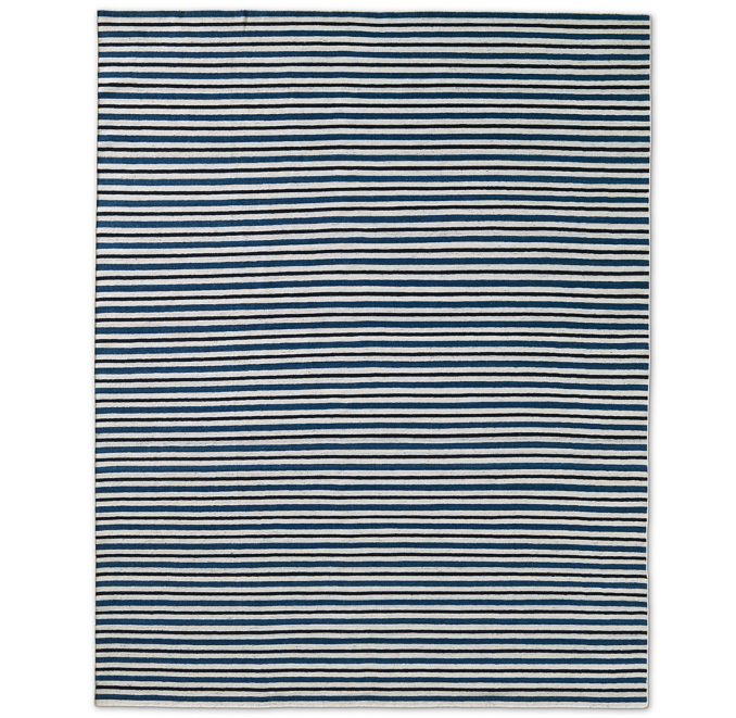 Double Stripe Flatweave Rug Navy